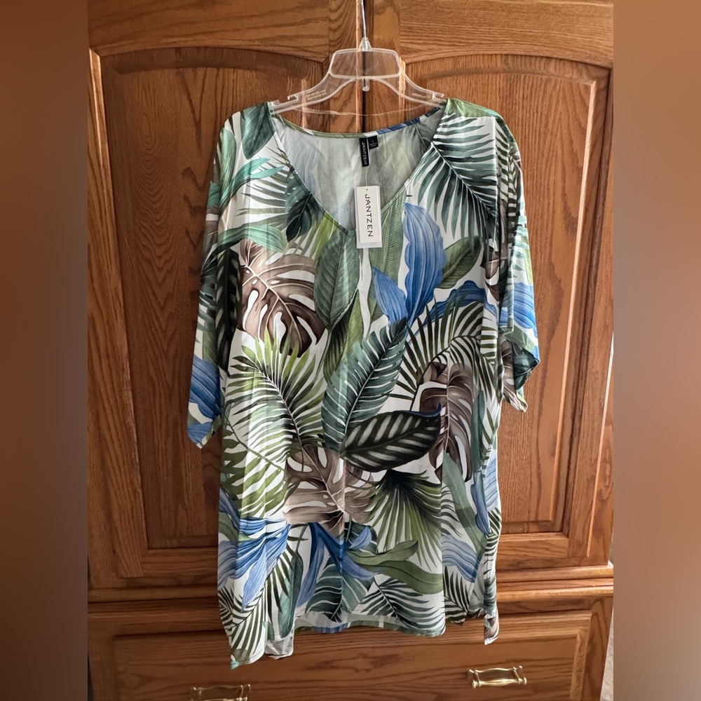 NWT Jantzen Tropical Leaf Print Swimsuit Coverup - Large